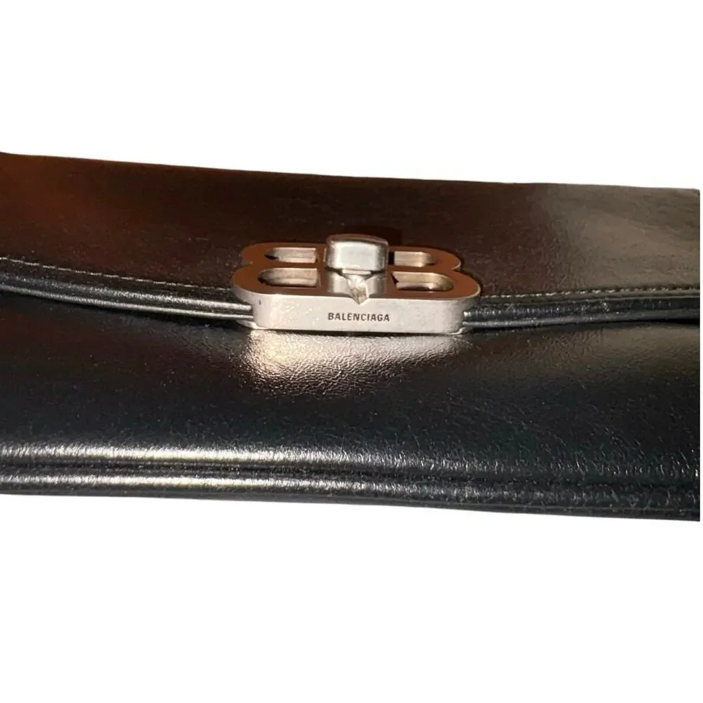 Balenciaga BB Soft Flap Smartphone Crossbody Bag Black Leather Dust Bag - Picture 5 of 15